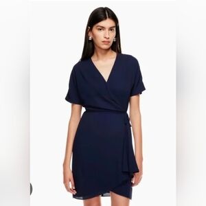 Babaton Navy Wrap Midi Dress